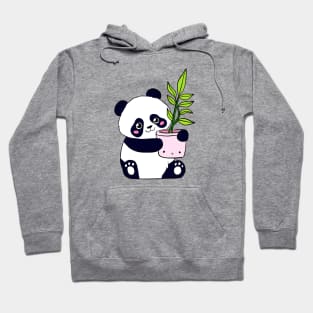 Cute panda holding a plant Hoodie